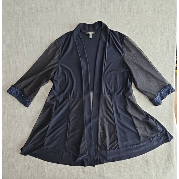 R&M Richards Woman 2 Piece Dress Suit Navy with Blue Embellishments Quiet Luxury - Picture 14 of 16